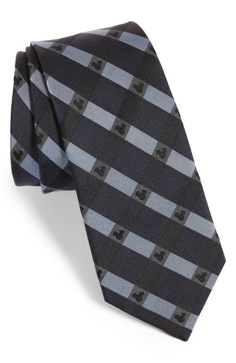 x Disney Mickey Mouse Check Silk Tie