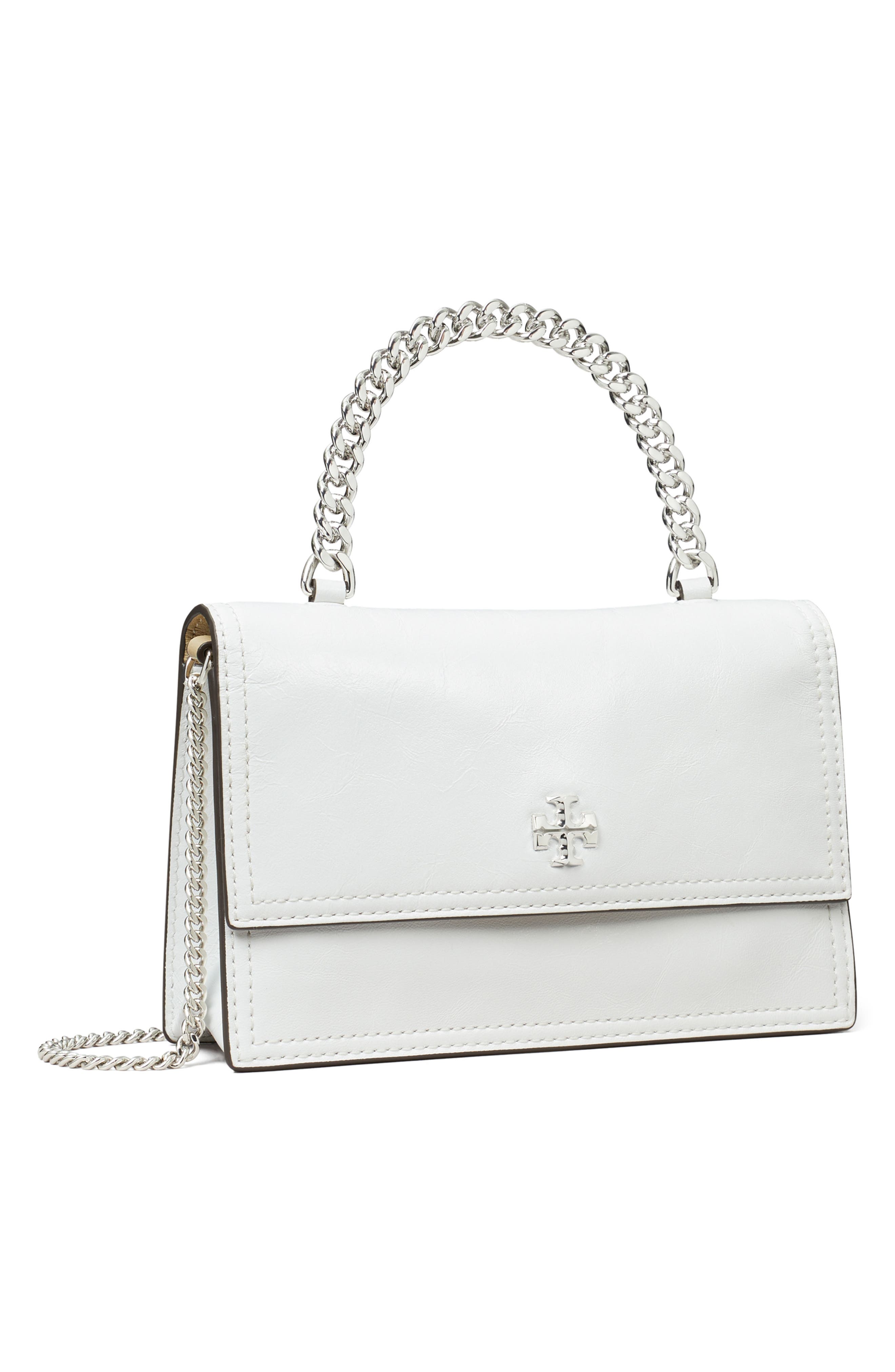 Kira Distressed Mini Top Handle Wallet on a Chain, Alternate, color, BIANCO