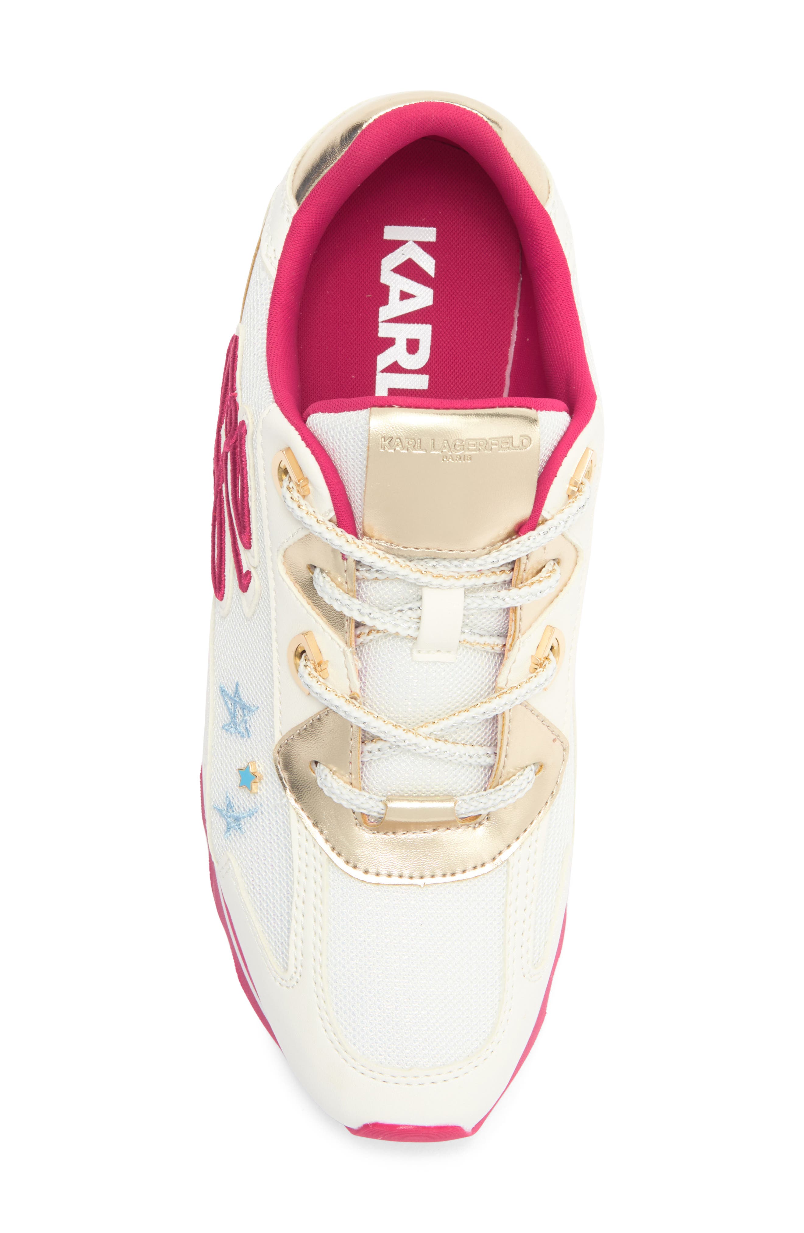 KARL LAGERFELD PARIS Masrina Sneaker, Alternate, color, Bright White/ Hot Pink