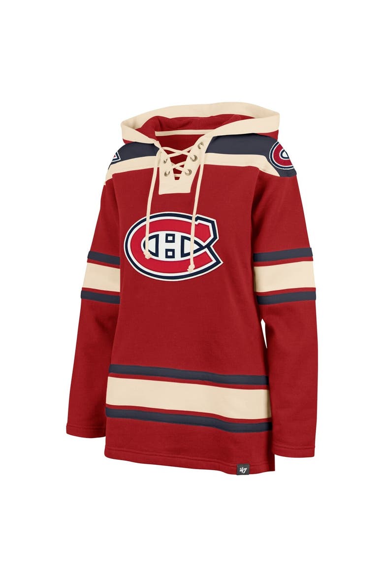 Women's '47  Red Montreal Canadiens Superior Lacer Pullover Hoodie, Alternate, color, Red