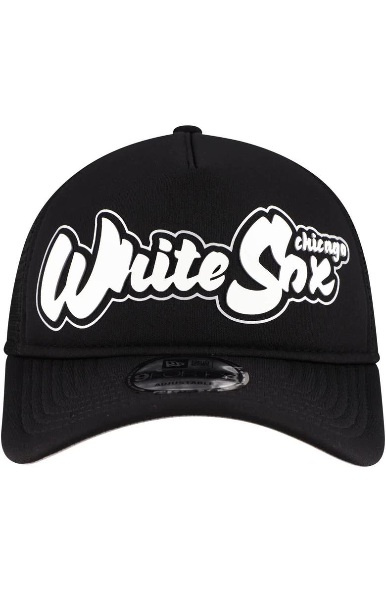 New Era Men's New Era Black Chicago White Sox Retro Bold A-Frame Trucker 9FORTY Adjustable Hat, Alternate, color, Black