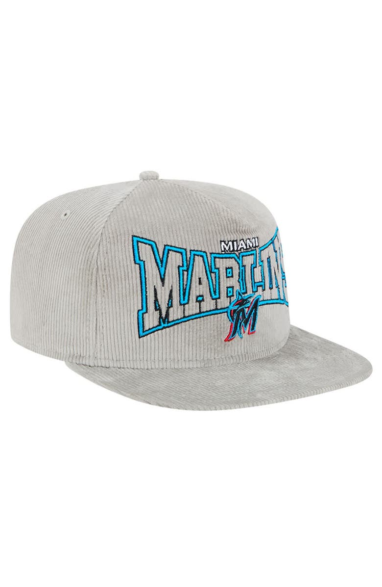 New Era Men's New Era Gray Miami Marlins Corduroy Golfer Snapback Hat, Alternate, color, Gray