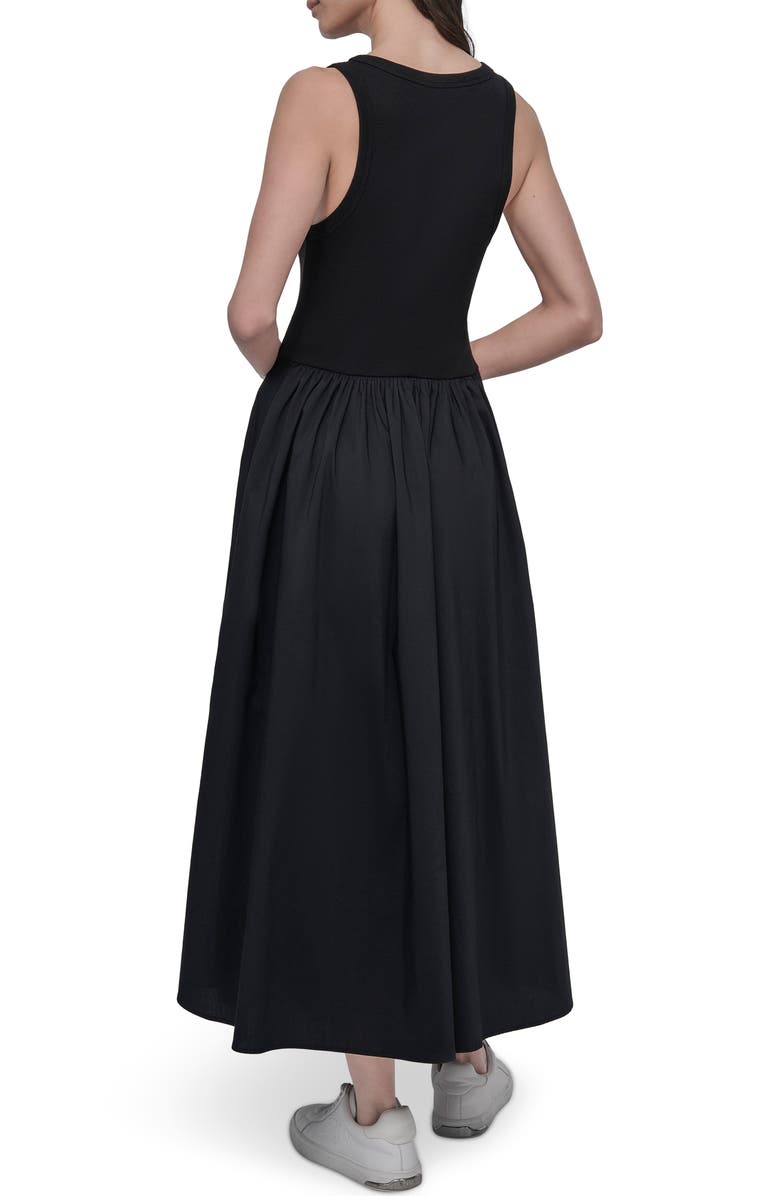 DKNY Jeans Mixed Media Maxi Dress, Alternate, color, Black