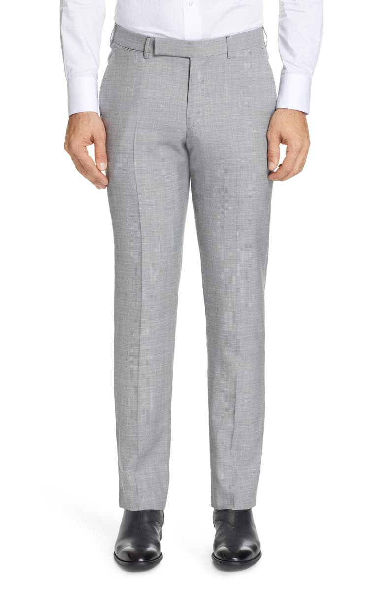 ZEGNA Ermenegildo Zegna Trofeo Flat Front Solid Wool Blend Dress Pants, Main, color,