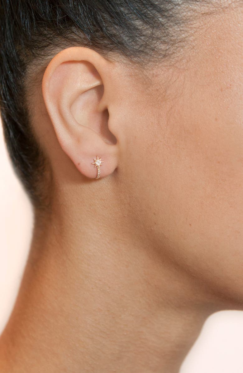 Anzie Diamond Star Half Hoop Huggie Earrings, Alternate, color, Gold