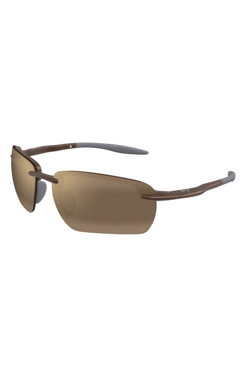 Maui Jim Ho'okipa Ultra G 65mm Oversize Polarizedplus2® Rectangular Sunglasses In Brown