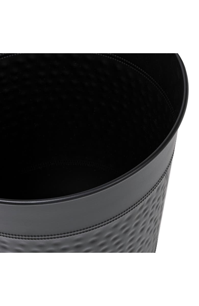HAPPIMESS Riley Modern Classic Hammered Steel Accent 2 Gal Waste Bin, Alternate, color, Matte Black