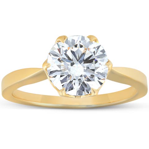 2 Ct Diamond Solitaire Engagement Ring 14k Gold Lab Grown