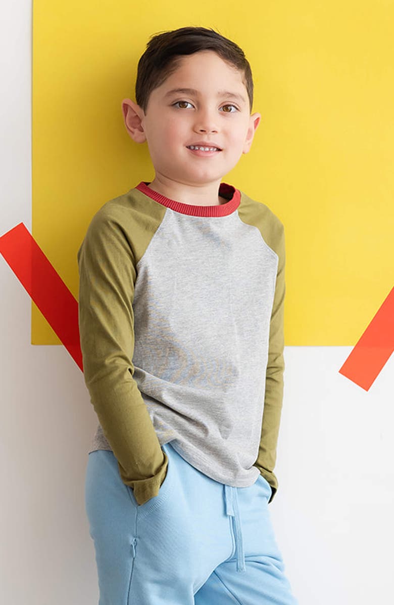 Mightly Organic Cotton Kids Long Sleeve T-Shirt 2-pack, Alternate, color, Olive, Rust And Heather Gray