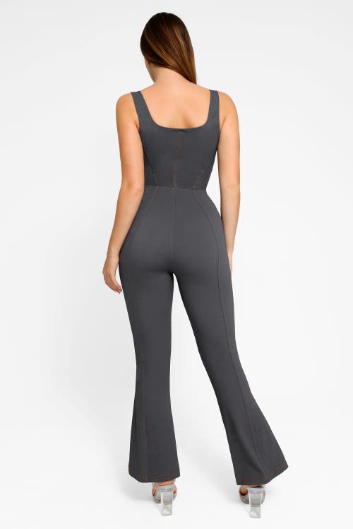 POPILUSH POPILUSH SHAPEWEAR SCULPTING DENIM TANK FLARE LEG JUMPSUIT