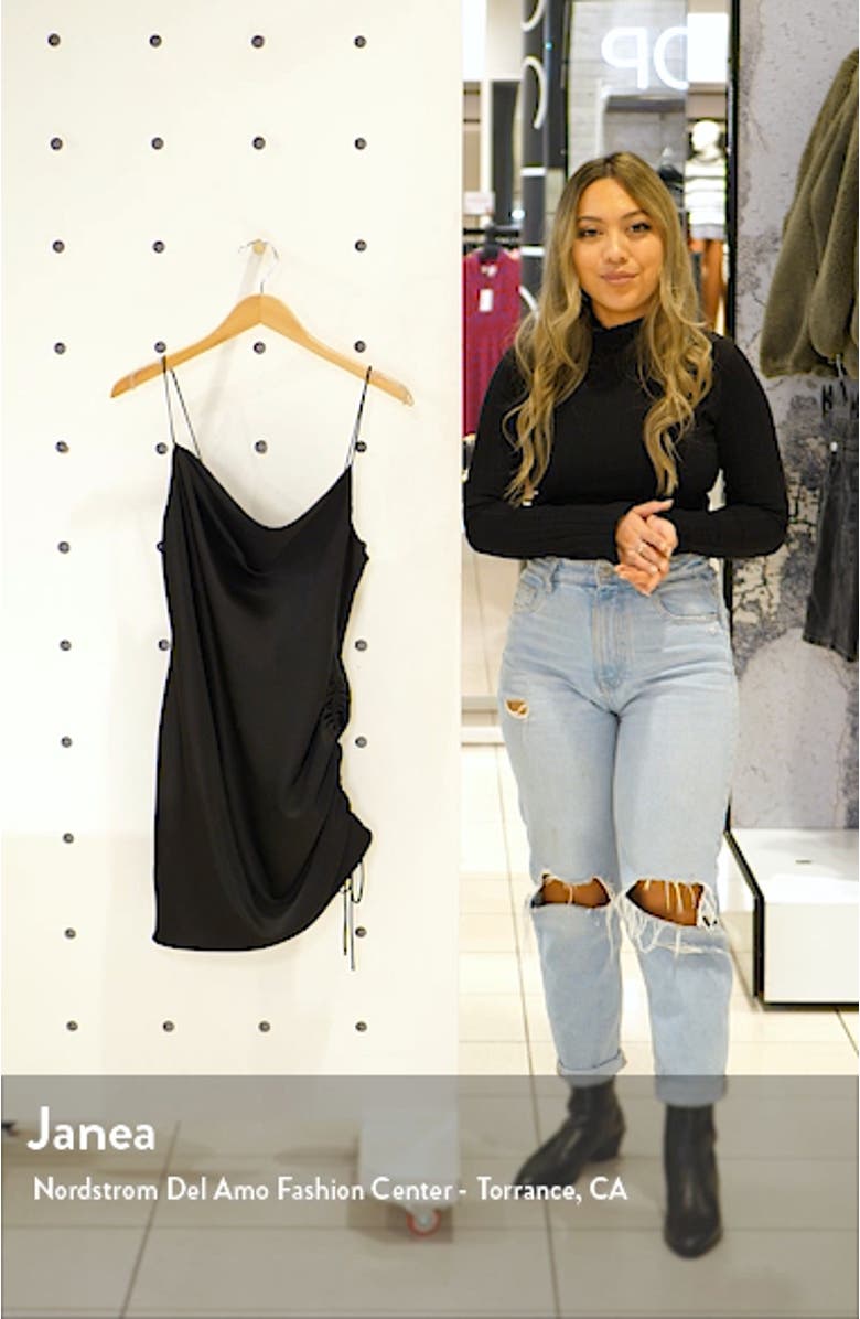 Ruched Satin Mini Slip Dress, sales video thumbnail