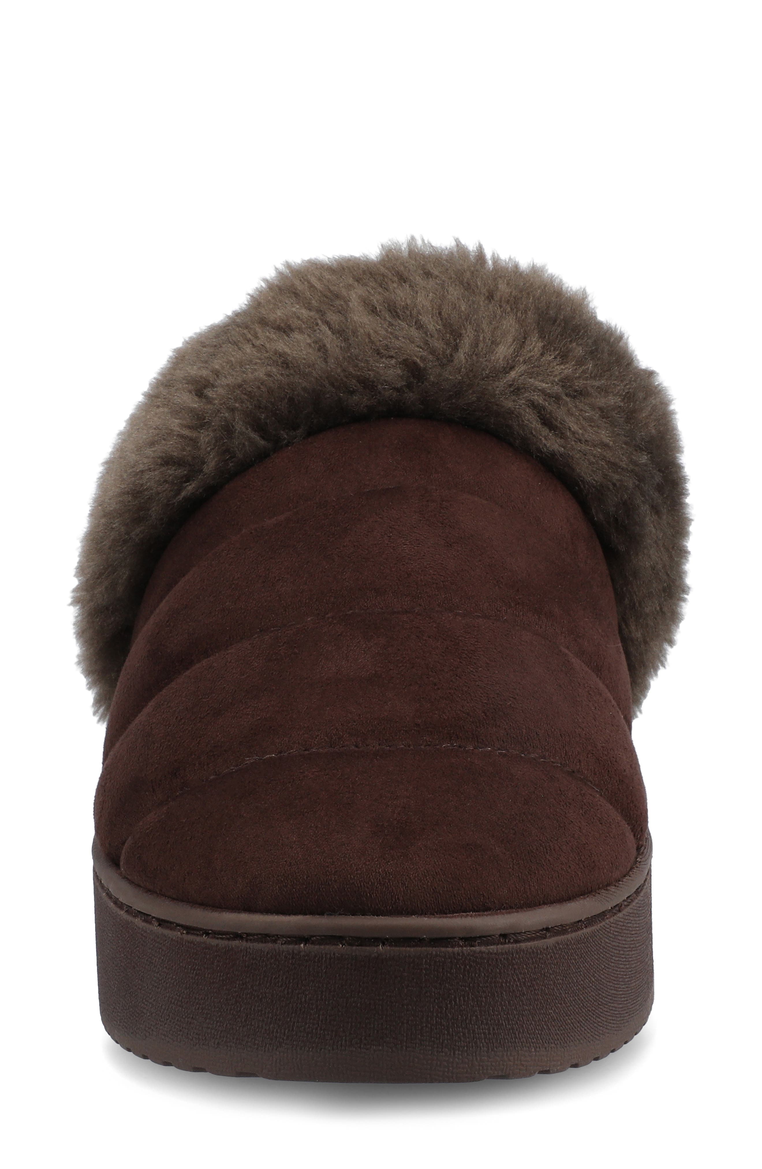 Journee Collection Blair Faux Fur Slipper, Alternate, color, Brown