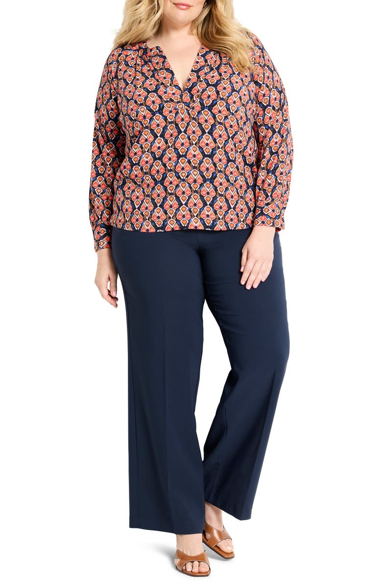 NIC+ZOE Harvest Ikat V-Neck Top, Alternate, color, Red Multi