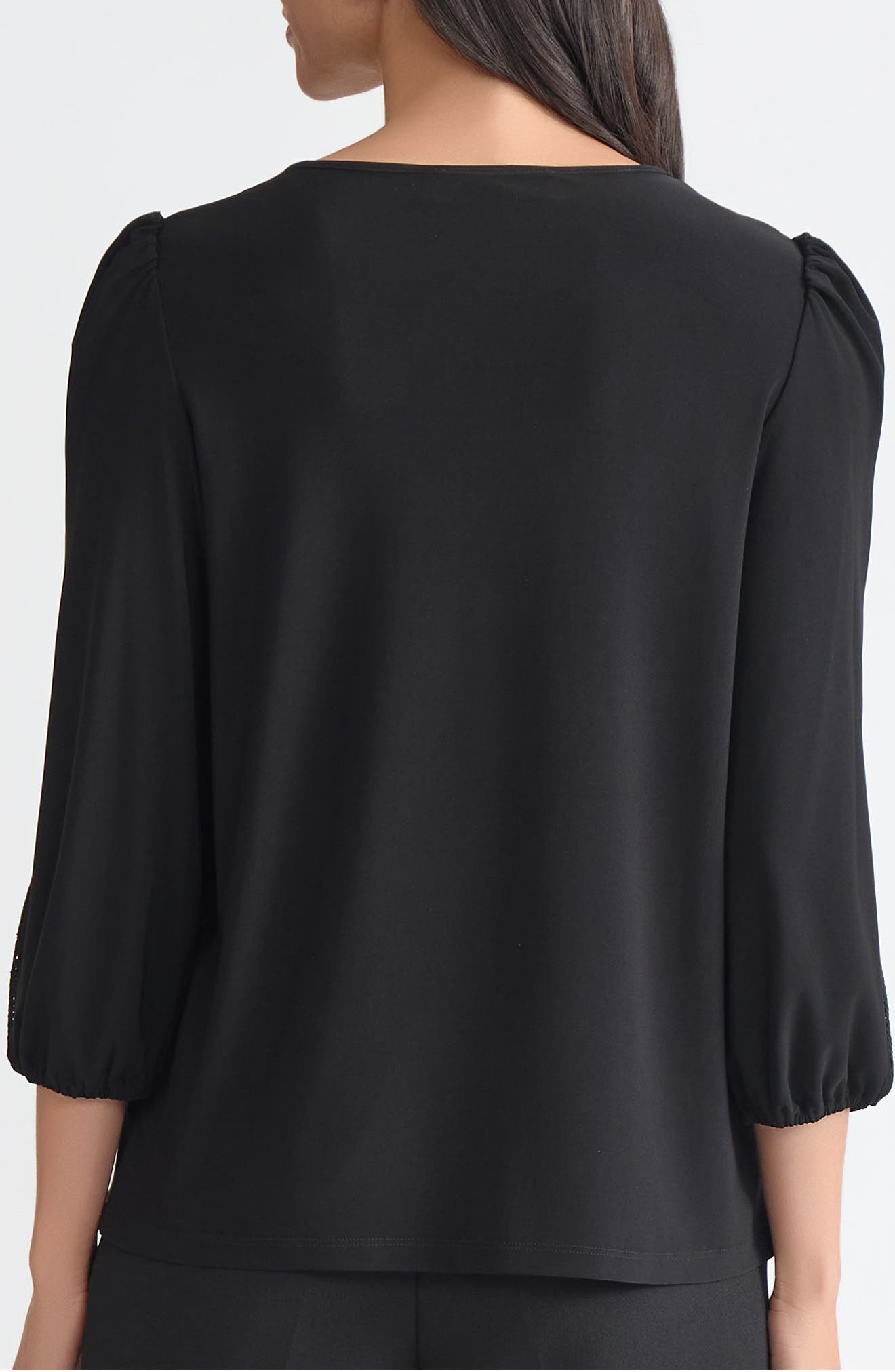 Lace Inset Blouson Sleeve Top - image 2