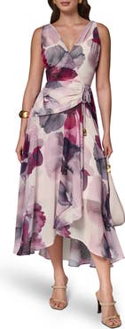 Donna Karan New York Chiffon Faux Wrap Midi Dress