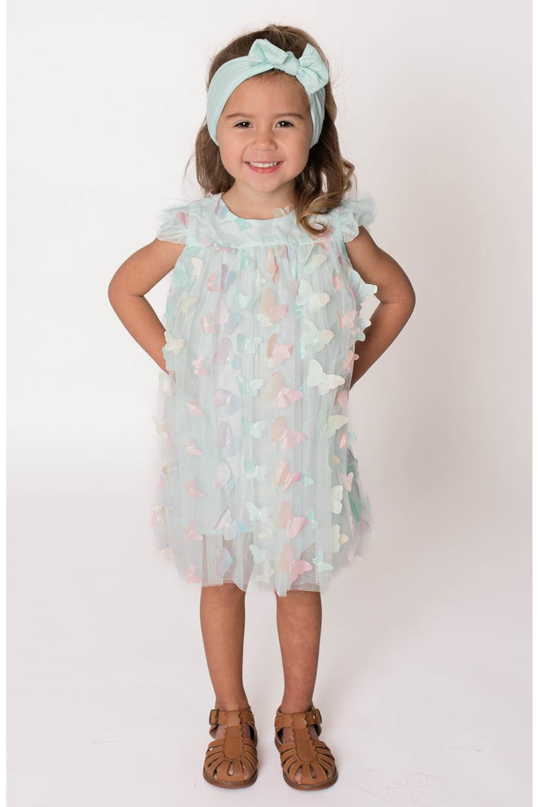 3D Butterfly Fit & Flare Dress, Main, color, MINT