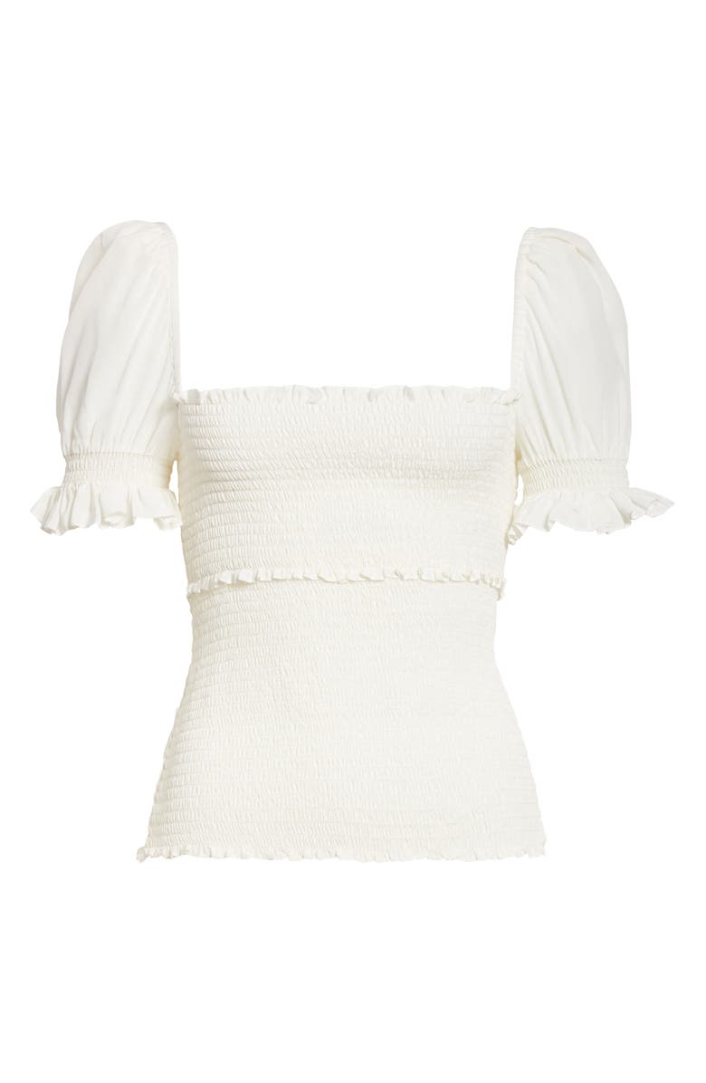 Cinq à Sept Ellis Smocked Silk Top, Alternate, color, 