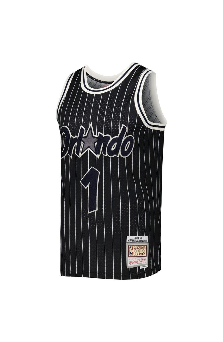 Mitchell & Ness Men's Mitchell & Ness Penny Hardaway Black Orlando Magic 1994-95 Hardwood Classics Off-Court Swingman Jersey, Alternate, color, 
