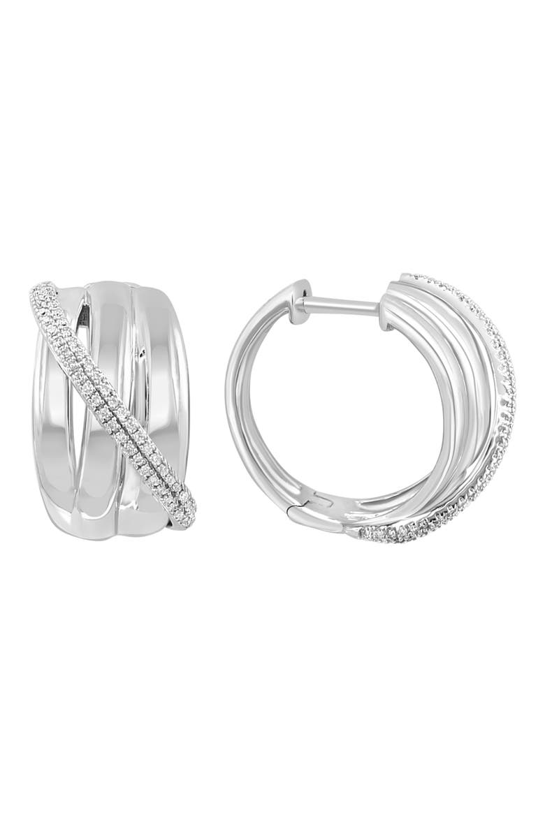 Diamond Hoop Earrings - 0.34ct., Alternate, color, METALLIC SILVER