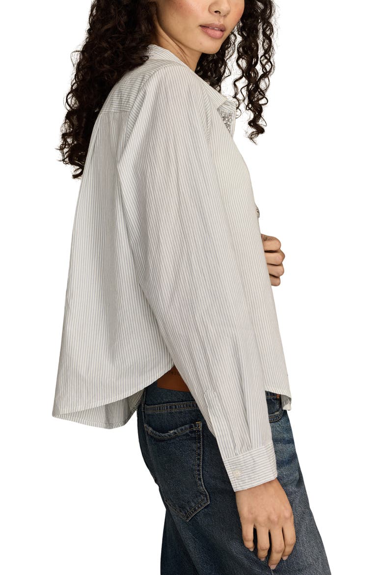 Bejeweled Button-Up Shirt, Alternate, color, BLUE STRIPE