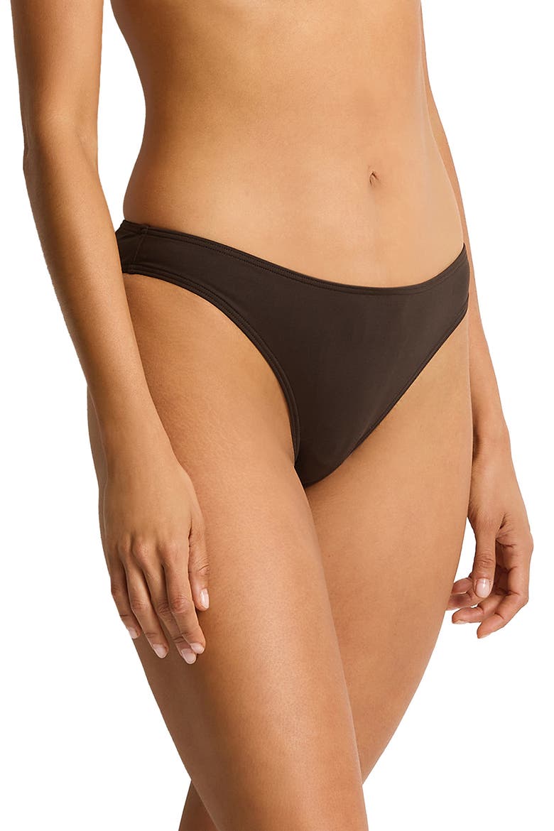 De Luxe Sporty Mid Rise Swim Briefs, Alternate, color, ESPRESSO