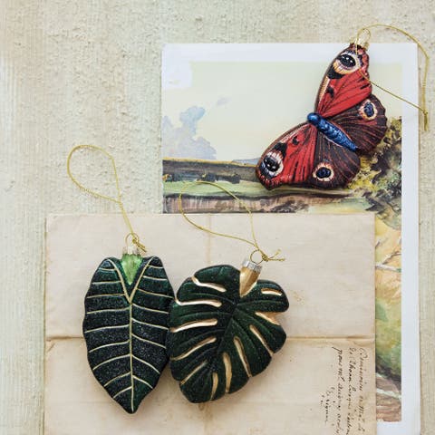 Mercury Glass Butterfly Ornament with Glitter