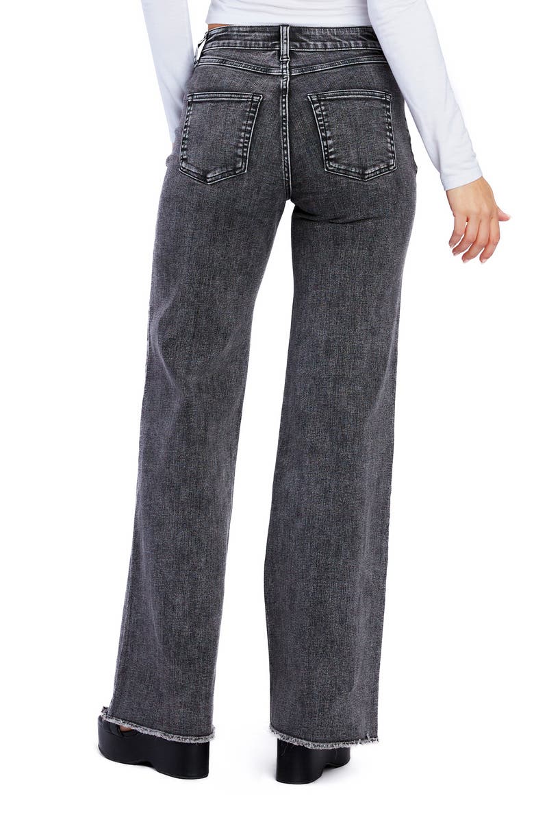 HINT OF BLU Happy Shaggy High Waist Raw Hem Wide Leg Jeans, Alternate, color, Stormy Grey