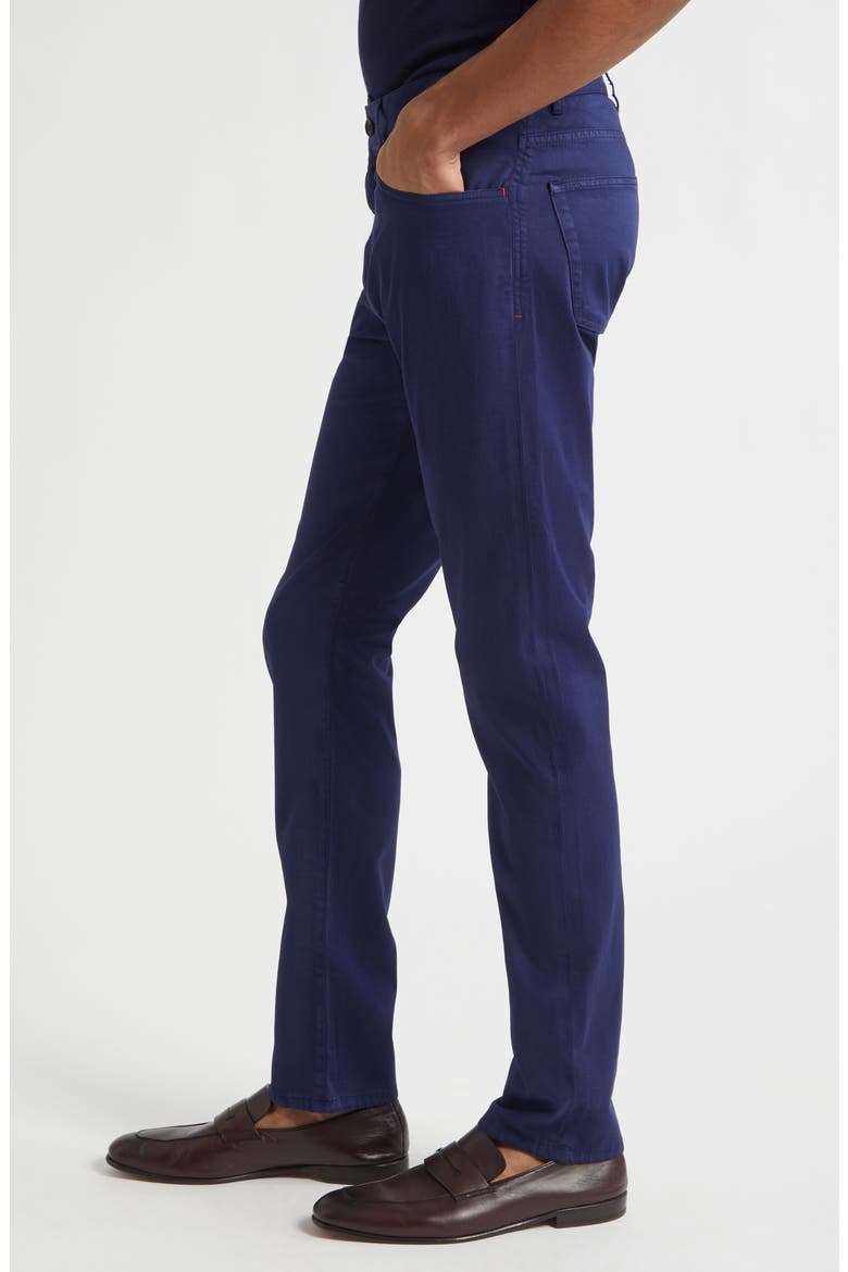 Five-Pocket Stretch Cotton & Cashmere Pants, Alternate, color, BLUE