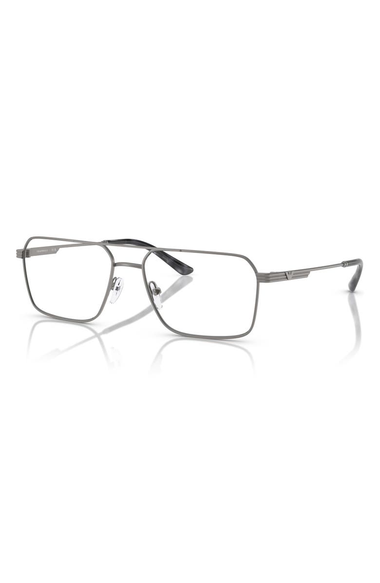 Emporio Armani 55mm Square Optical Glasses, Alternate, color, Matte Gunmetal / Demo Lens