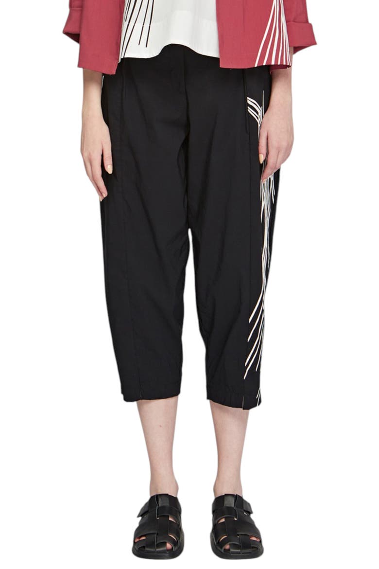 Eli Printed Linen Cotton Blended Pants, Main, color, Black