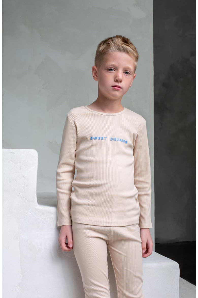 Sweet Dreams Loungewear Set, Alternate, color, Beige / Light Blue