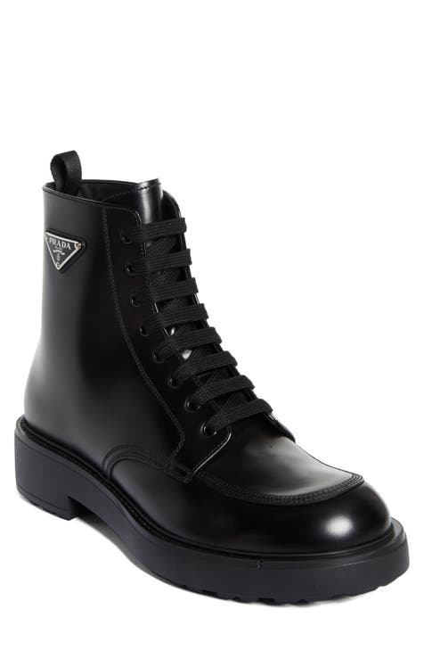 Designer black leather boots online