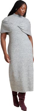 ELOQUII Twist Front Cape Sweater Dress