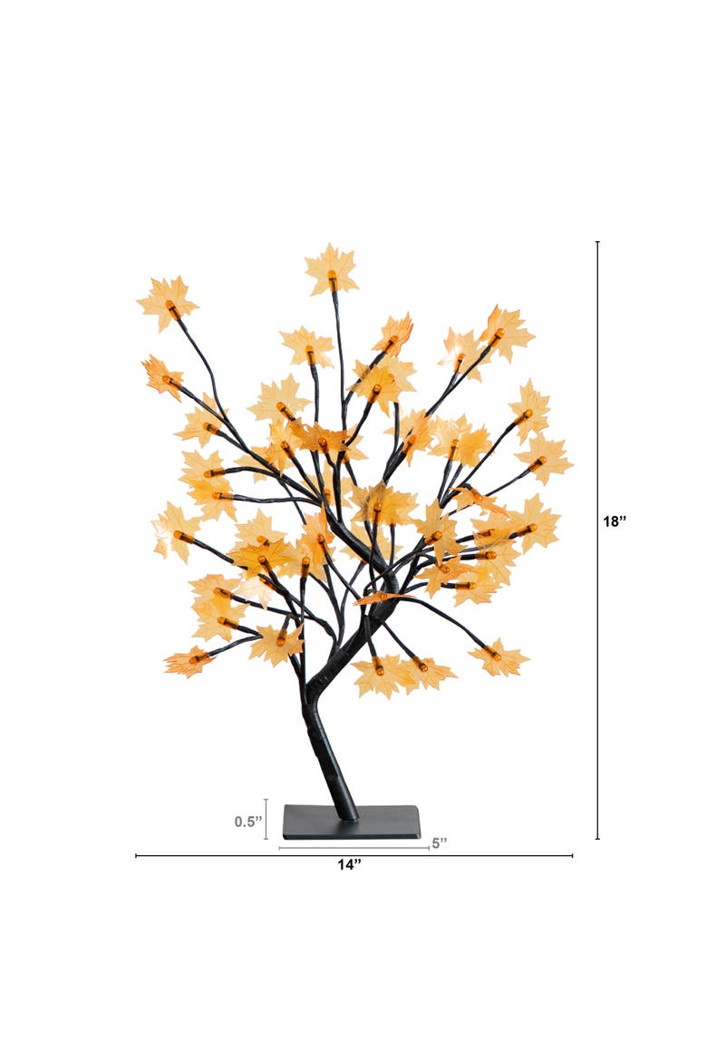 18-in Pre-Lit Autumn Artificial Maple Fall Tree with 48 Warm White LED Maple Shaped Lights, Alternate, color, Yellow