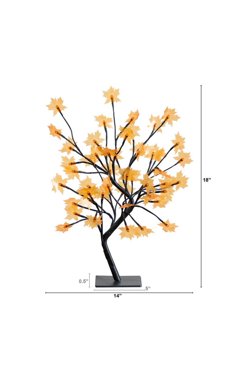NEARLY NATURAL 18-in Pre-Lit Autumn Artificial Maple Fall Tree with 48 Warm White LED Maple Shaped Lights, Alternate, color, Yellow