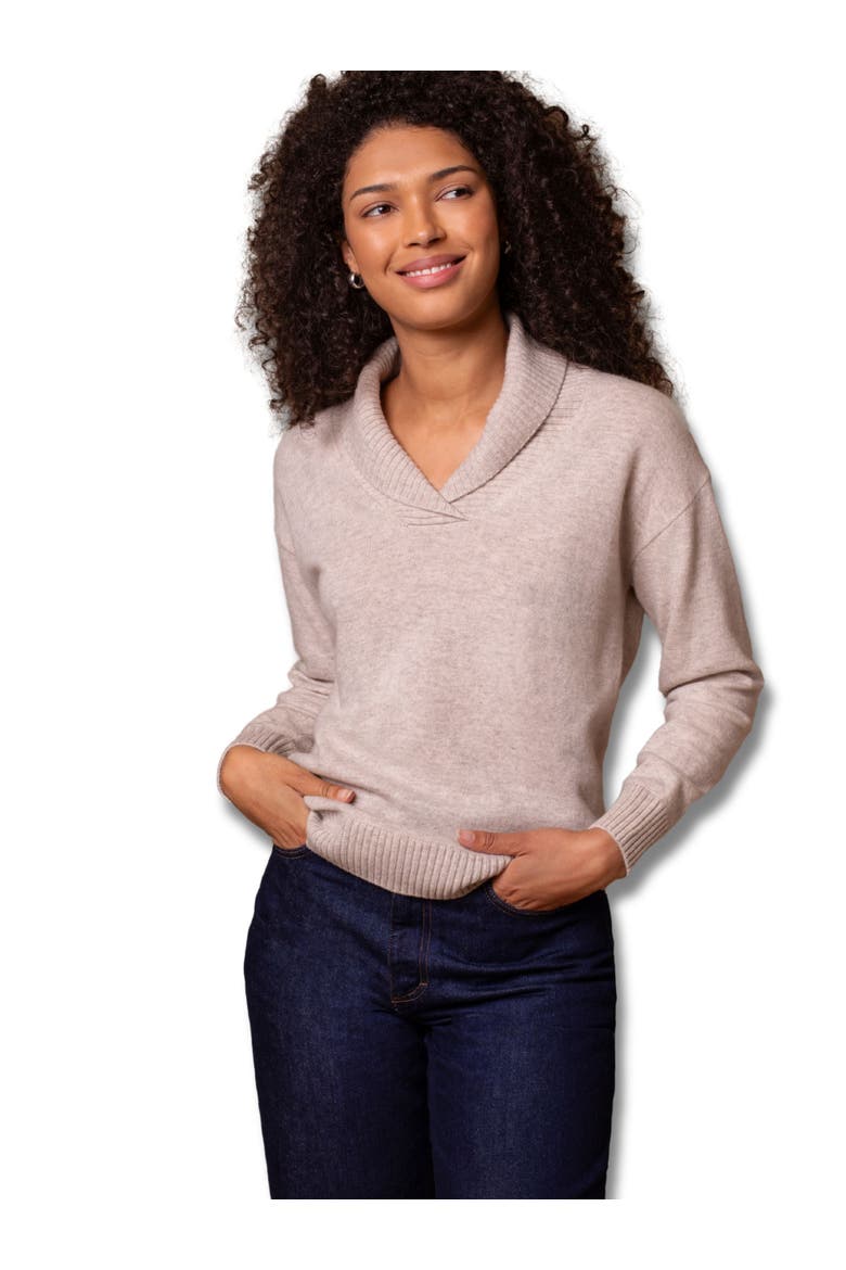 Lambswool Shawl Collar Knitted Jumper, Main, color, Oatmeal