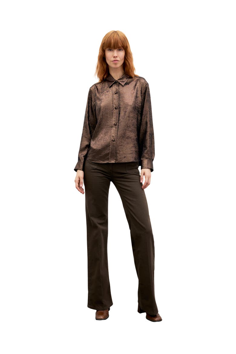Loyce Textured Button-Through Shirt, Alternate, color, Brown