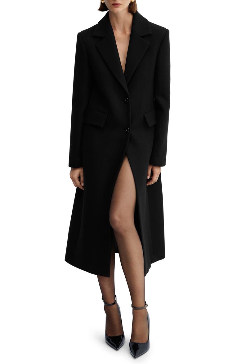 Structured Virgin Wool Blend Coat, Main, color, BLACK
