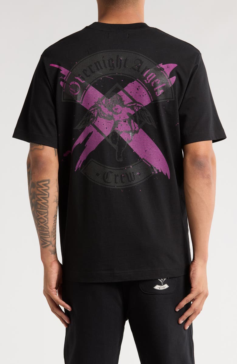 OVERNIGHT ANGELS CREW Pink X Logo Organic Cotton Graphic T-Shirt, Alternate, color, 