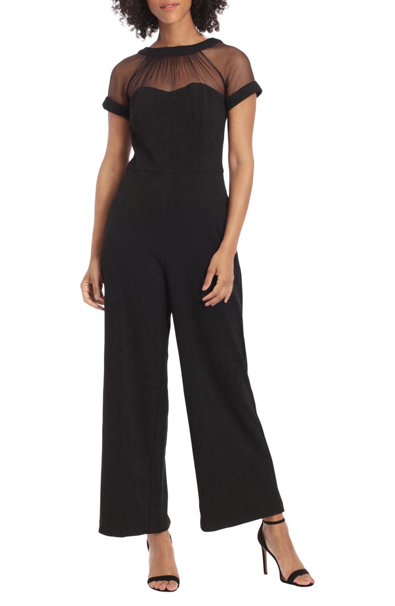 Maggy London Illusion Yoke Wide Leg Jumpsuit, Main, color,