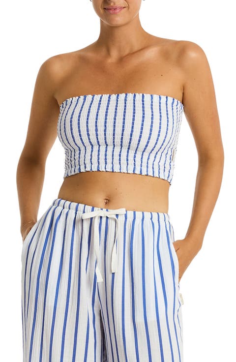 Amalfi Beach Bandeau Cotton Cover-Up Crop Top
