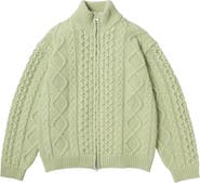 vowels Cable Knit Zip Up