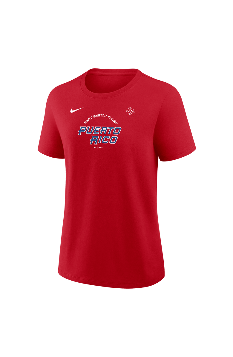 Nike Women's Nike  Red Puerto Rico Baseball 2026 World Baseball Classic Script T-Shirt, Main, color, 