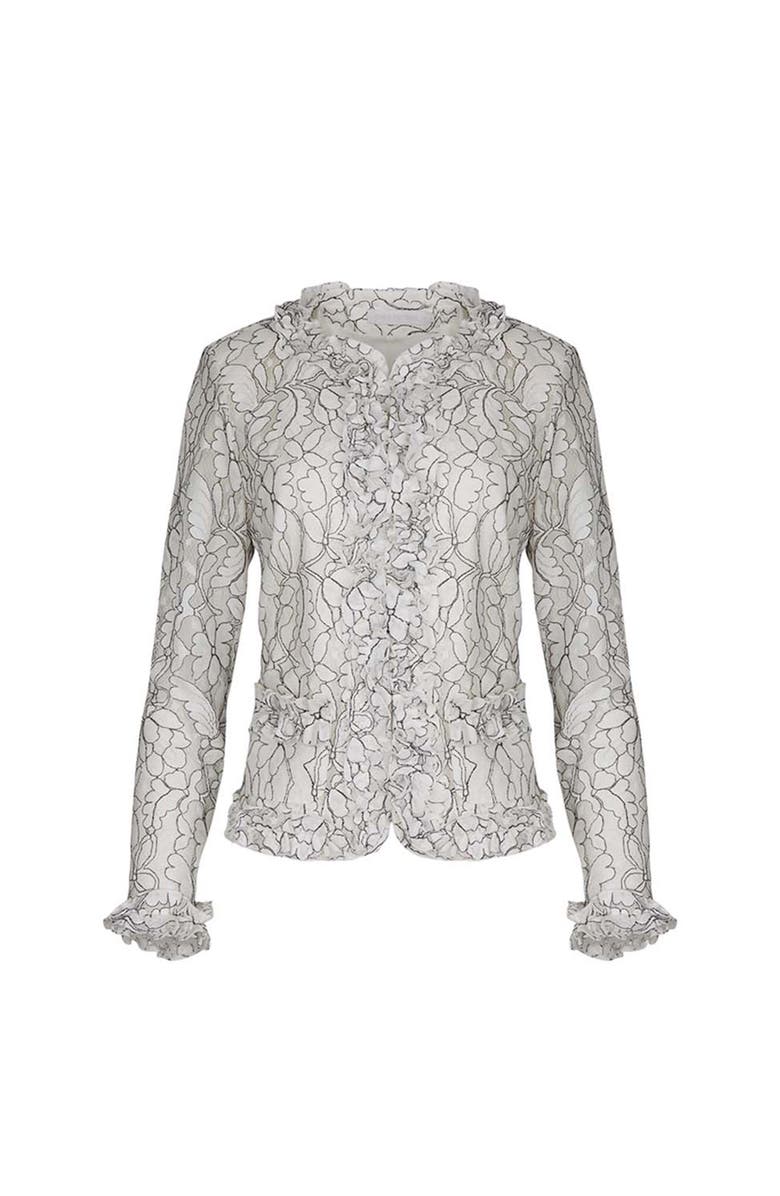 Anne Fontaine Women's  Giana White And Black Sheer Top, Alternate, color, Black/White