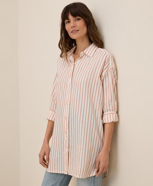 Pact Organic Cotton Sunset Lightweight Cotton Oversized Shirt In Zuma Stripe