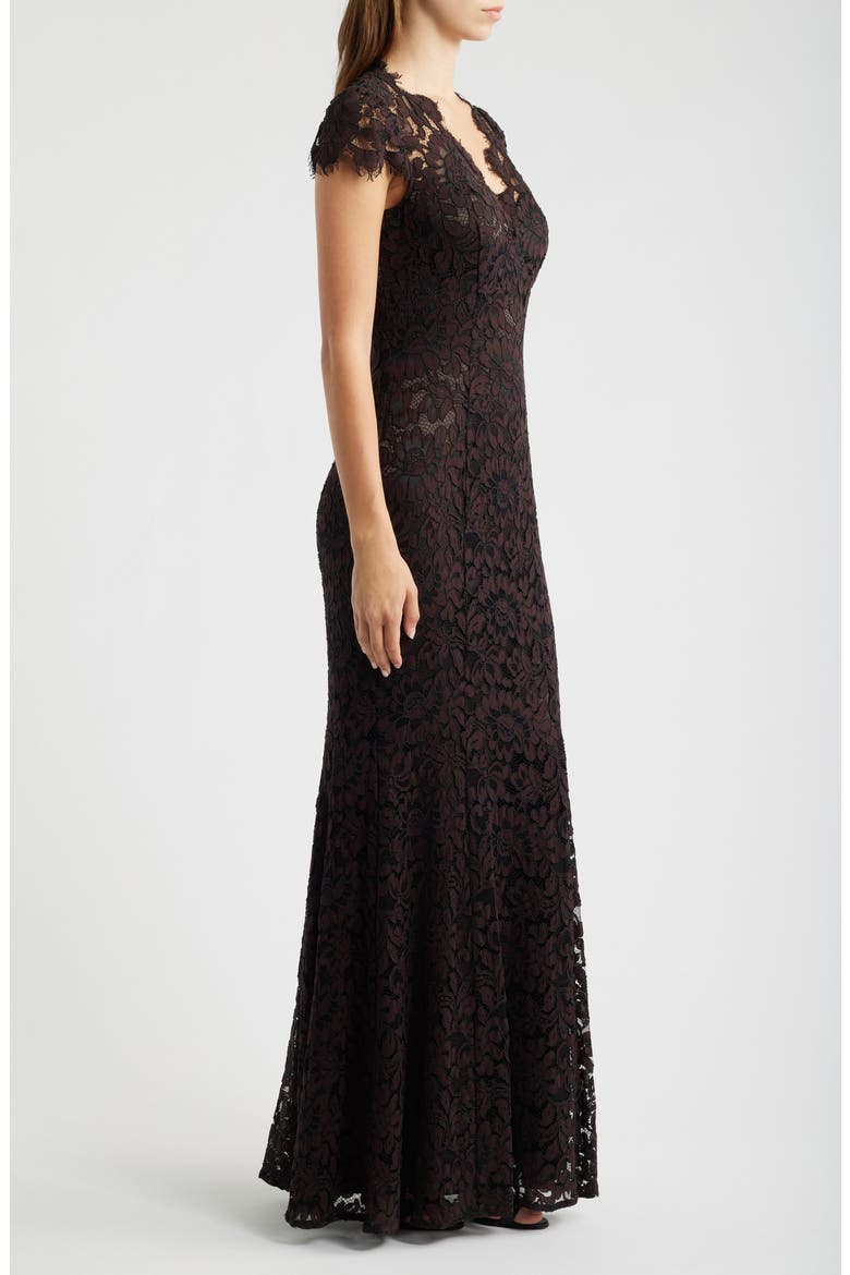 Illusion Yoke Lace Trumpet Gown, Alternate, color, CHC