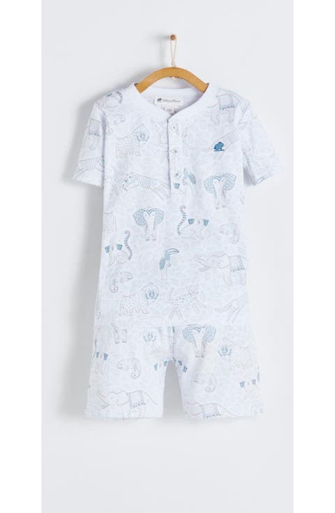 Premium Peruvian Pima Cotton Manji Short Tee & Short Pajama Set for Little Kid