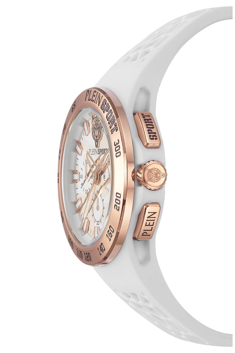 Camo Dial Three-Hand Quartz Silicone Strap Watch, 43mm, Alternate, color, ROSEGOLD
