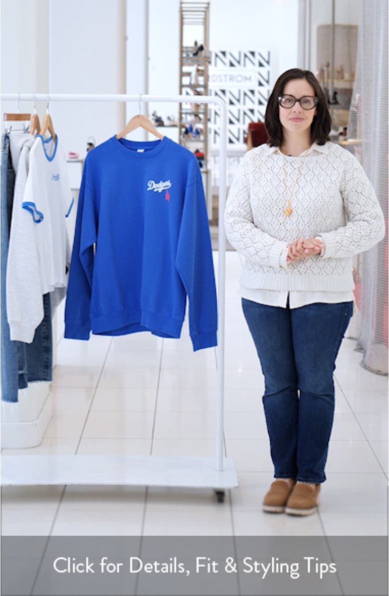 Dodgers Serif Crewneck Graphic Sweatshirt, sales video thumbnail