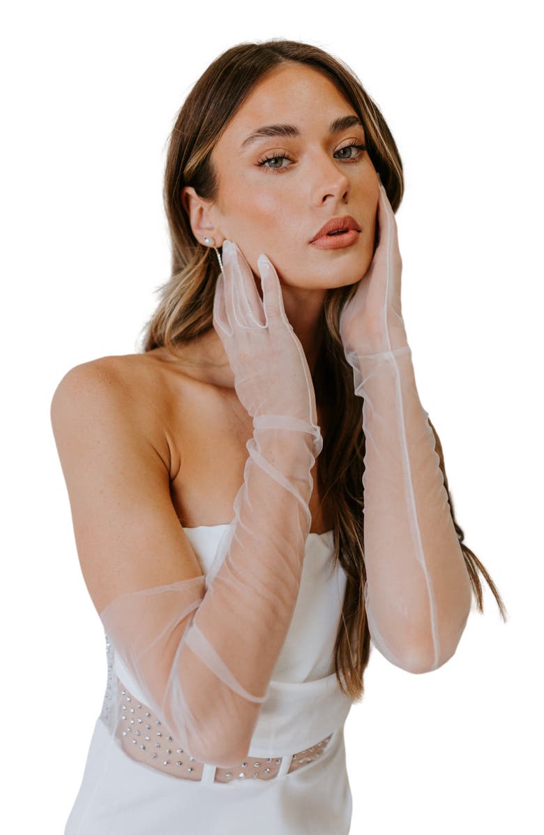 Untamed Petals Bishop Gloves, Main, color, Ivory